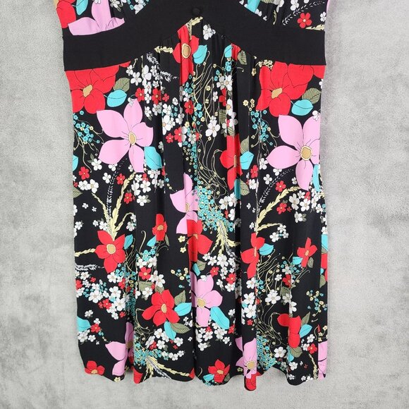 Women's Suzie In The City Floral Dress Sleeveless V Neck Tie Back Multicolor M - Picture 3 of 9